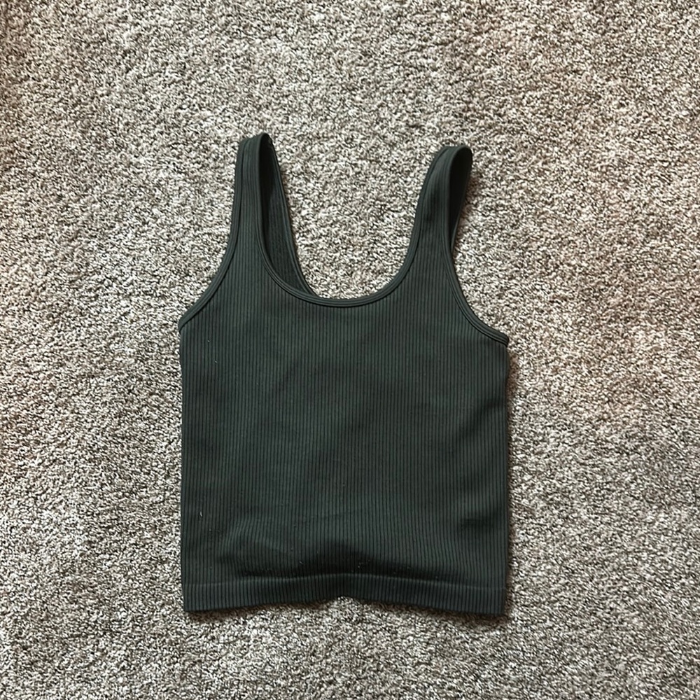 Dark Green Scoop Neck Sleeveless Tank Top